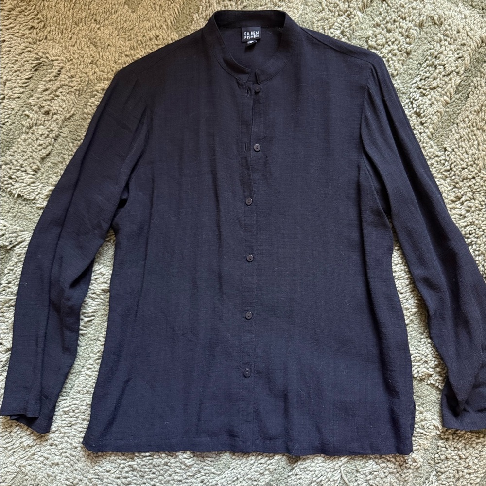 Eileen Fisher Linen Blend Buttoned Top